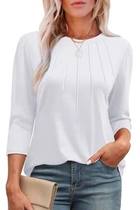 Long Sleeve Shirts for Women Business Casual Work Blouses Summer Tops White L - Picture 1 of 5