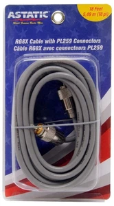 Antena de radio CB Astatic 302-10267 cable coaxial RG8X de 18 pies con PL259 - Imagen 1 de 2