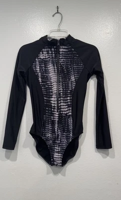Traje de baño Speedo manga larga de una pieza panel estampado negro para mujer talla XS Powerflex Foto 1 de 4