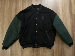 Browning Jacket Mens XL Black Green Quilted Lined Duck Embroidered Hunting - Picture 1 of 7