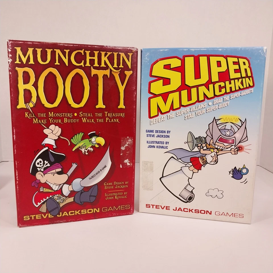 Paquete Munchkin Booty y Super Munchkin - Ambos Completos + 10 Tarjetas de Botín Extra Foto 1 de 4