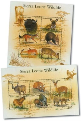 Lote de 2 hojas de estampillas de recuerdo de vida silvestre de Sierra Leona conjunto MNH Scott# 2539 y 2540 Foto 1 de 4