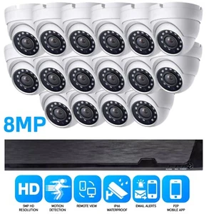 Sistema CCTV 8 MP 16CH 4K Ultra HD DVR telecamera dome kit sicurezza domestica notte + HDD da 4 TB - Foto 1 di 16