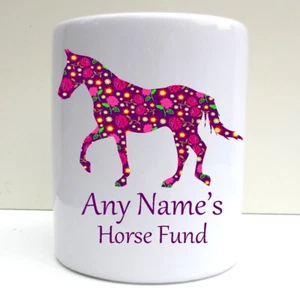 PERSONALISED HORSE FUND PRINT CERAMIC MONEY BOX SAVING POT - Picture 1 of 4