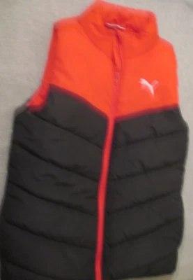 Chaleco con cremallera M 10/12 NIÑO NIÑA JOVEN UNISEX - PUMA ROJO Y NEGRO PUFFER - Bolsillos Foto 1 de 4