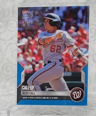 2022 MLB Topps NOW 862 ALEX CALL WASHINGTON NATIONALS CALL - Blue Parallel /49 - Image 1 of 2