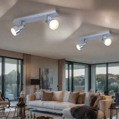 Plafoniera Luce Sala da Pranzo Spot Regolabile Argento LED 2er Set - Immagine 1 di 4