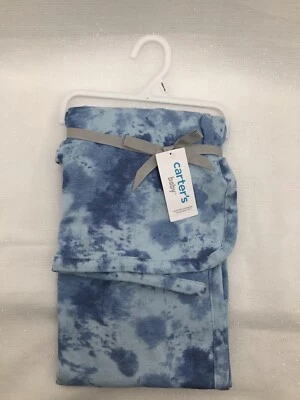 Carters Baby Boy Blue Tie Dye Receiving Swaddle Blanket Security Lovey Cotton - Image 1 of 4