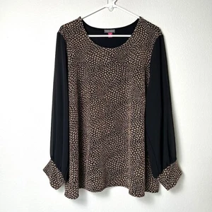 Vince Camuto Oberteil Damen Größe 3X Schwarz Gold Metallic Langarm Pullover Bluse - Bild 1 von 10