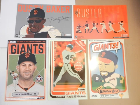 5 SF Giants 2018 Authentic Fan Cheer Cards Posters SGA PHOTO BUSTER POSEY NEW Cover