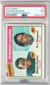 WALTER PAYTON O.J. SIMPSON 1977 Topps #3 PSA 7 NM - BILLS BEARS - Picture 1 of 2