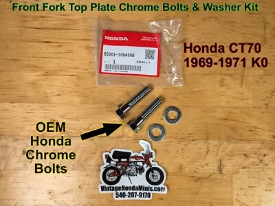 Комплект хромированных болтов передняя вилка - верхняя пластина 93201-100400B - Honda CT70 K0 Mini Trail - Изображение 1 из 4