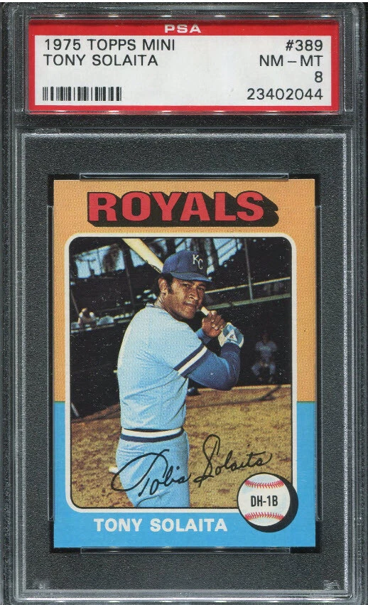 PSA 8 NM MINT 1975 TOPPS MINI TONY SOLAITA #389 ROYALS 02044 B161 - Image 1 of 1
