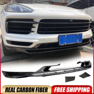 Alerón labial del parachoques delantero de fibra de carbono para Porsche Cayenne 2018-2019 - Imagen 1 de 12