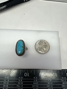 Turquoise Sterling Silver Old Ring Finger Vintage Stone Lady Colorful - Picture 1 of 14