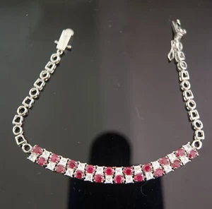 Sterling Silver Natural Ruby Bracelet New UK Seller 00338 - Picture 1 of 5