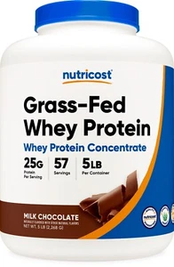 Nutricost Grass-Fed Whey Protein Concentrate (Chocolate) 5LBS - Picture 1 of 5
