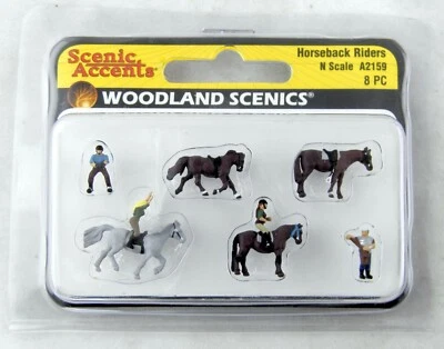 N Scale Horseback Riders (8 Pcs) - Woodland Scenics #A2159 - Image 1 of 2