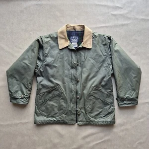 The Woolrich Vintage Barn Chore Coat Hunter Green Plaid Wool Lining Size L - Picture 1 of 6