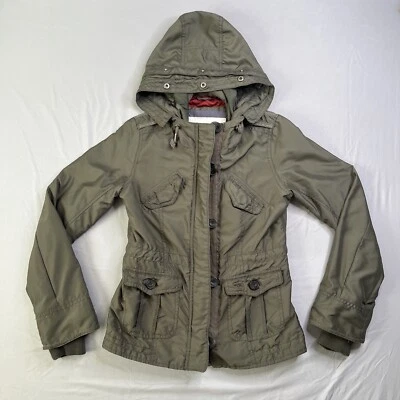 Abercrombie Fitch куртка женщин маленький зеленый выстеганный с подкладкой карман молнии кнопка - Изображение 1 из 4