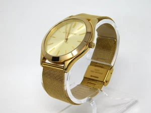Michael Kors Women's Watch Slim Runway MK3282 Gold Tone Mesh Champagne Ladies - Picture 1 of 9
