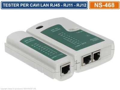 TESTER CAVO DI RETE LAN TELEFONICO RJ45 RJ11 RJ12 NETWORK ETHERNET TEST CAVI - Immagine 1 di 4