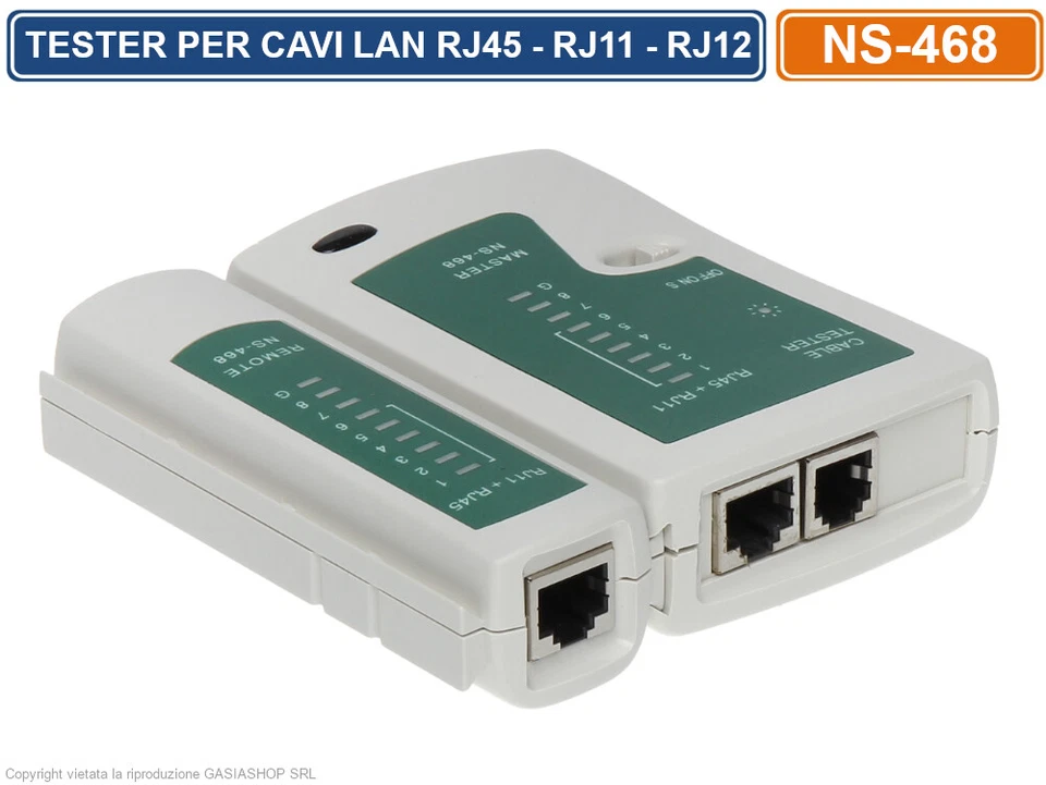 TESTER PER CAVO DI RETE LAN TELEFONICO RJ45 RJ11 RJ12 NETWORK ETHERNET TEST CAVI - Immagine 1 di 4