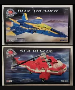 Mega Bloks ProBuilder Blue Thunder Airplane 690pc + Sea Rescue Helicopter 710pc - Picture 1 of 12