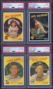 PSA 8 1959 Topps #254 Zeke Bella Royals Gray Back LOW POP 10 READ ONLY