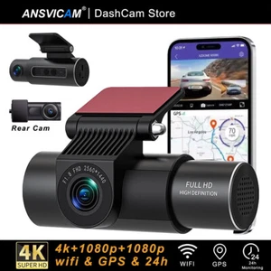 4K Car DVR Dash Cam Front Inside Rear GPS WIFI Black Box for Cars Video Recorder - Foto 1 di 17