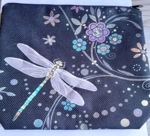 Make-up Bag dragonfly & flower pattern. - Picture 1 of 1