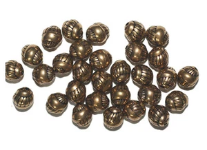 Cuentas metálicas metalizadas antiguas en tono dorado de 9 mm - Imagen 1 de 3