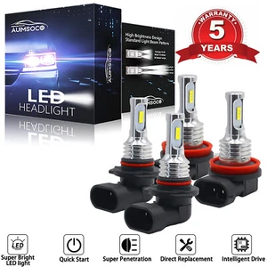 Kit de 4 bombillas combo de faros LED 9005 H11 haz alto bajo súper brillante 6000K blanco - Imagen 1 de 12