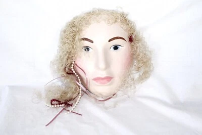 Máscara facial hecha a mano de arcilla cerámica porcelana rubia rosa arte colgante de pared 7x5x3 pulgadas Foto 1 de 4