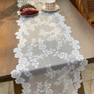 Floral Lace Table Runner Tablecloth Furniture Cover Decor for Party Wedding Home - Picture 1 of 10