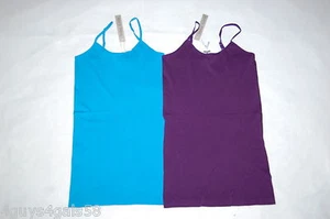 TWO LOT Jr Womens CAMI TANK TOP Solid TURQUOISE & PURPLE One Size XS S M - Picture 1 of 1