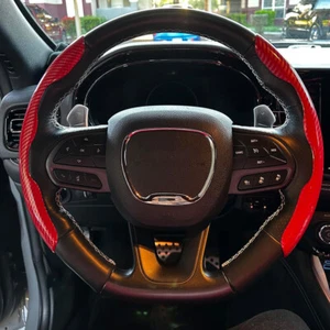 Cubierta antideslizante de cuero de carbono rojo de 15"" para Dodge Durango STR - Imagen 1 de 14