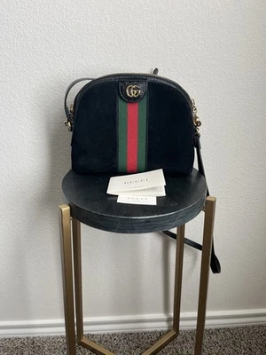 Bolso de Hombro Gucci Ophidia Dorado Hardware Pequeño Cuero Negro/Gamuza - Imagen 1 de 4