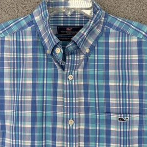 Vineyard Vines Tucker Hemd Herren Medium Classic Fit L/S blau kariert Stretch - Bild 1 von 9