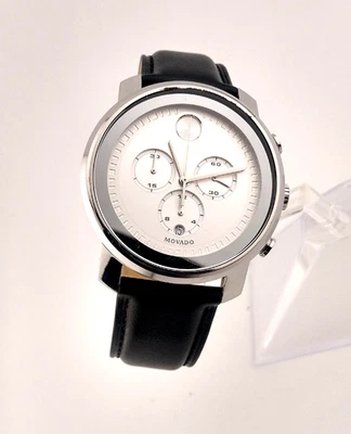 Cronógrafo Movado para hombre audaz plateado ~ en ~ plateado; nueva banda negra LE; #MB.01.114.6154 Foto 1 de 4