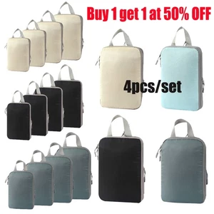 4pcs Compression Bags Organiser Suitcases Packing Cubes Storage Luggage Travel - Picture 1 of 20