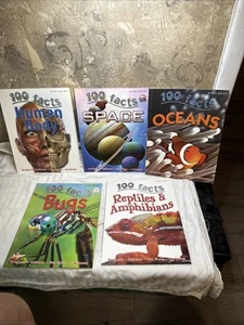LOT OF 5 100 Facts Large Picture Book Miles Kelly Ages 7-11 Grade 1-5 Homeschool - Picture 1 of 12