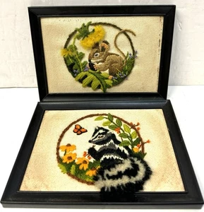 Crewel cucitura Jiffy vintage anni 70 ricamo arte bambino prato topo e puzzola - Foto 1 di 6