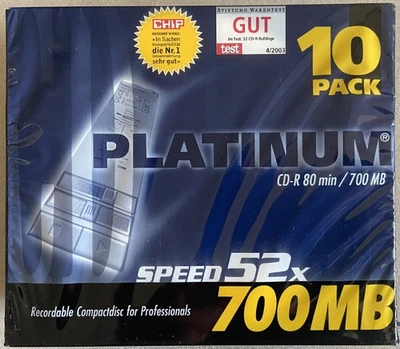 CD-R Platinum,  80 min/700 MB, Box-10 Stück, Neu/Original verschweißt - Bild 1 von 2