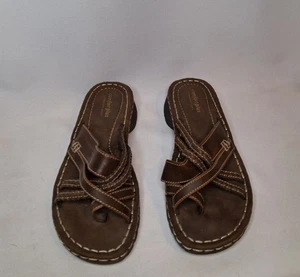 Comfort Plus by Predictions Toe Loop Slide Brown Sandals Woman’s size 8W - Picture 1 of 6