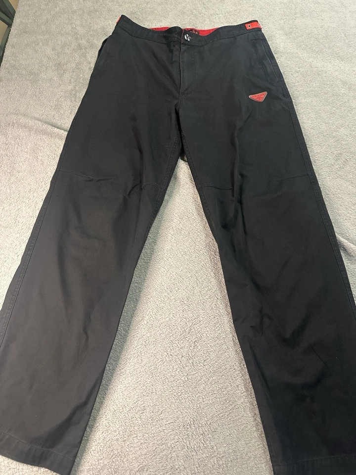 Prada Linea Rossa Sport Black Pants Red Triangle Logo Italy Men’s 34x28 - Image 1 of 4