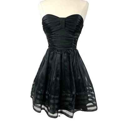 Betsey Johnson Evening Womens 0 Satin Black Whimsygoth Retro Sweetheart Party - Image 1 of 4