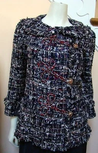 Chic Chanel Neu mit Etikett 10C Marineblau Lesage Tweed Jacke Strass 38 - Bild 1 von 12