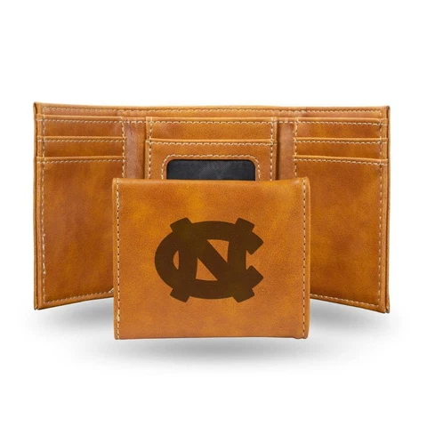 North Carolina Tar Heels Laser Engraved Leather Trifold Wallet [NEW] Billfold ID Cover