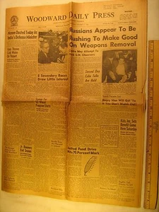 Newspaper WOODWARD DAILY PRESS Oct 31, 1962 Russians Remove Weapons [Y59Vb6a] - Picture 1 of 2